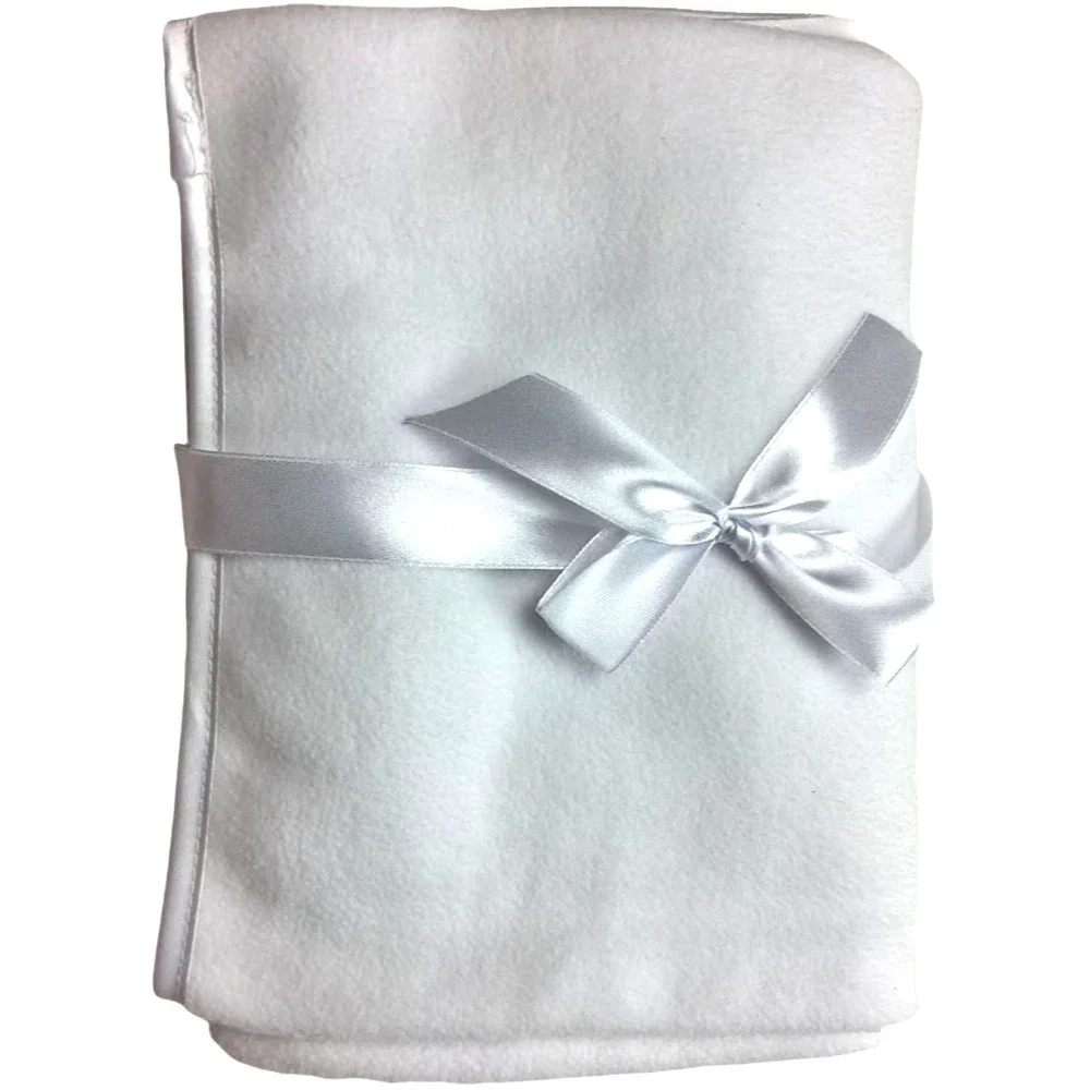 American Baby Solid White Fleece Blanket Thin Satin Trim Lovey Unisex Solid‎ NEW